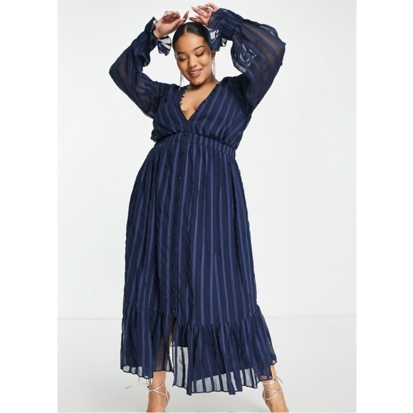 ASOS Navy Blue Maxi Dress - Picture 1 of 6